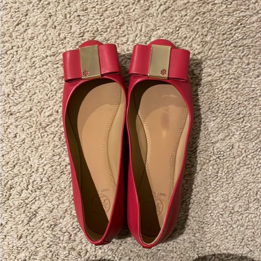 Tory Burch Pink Flats with Gold Accent